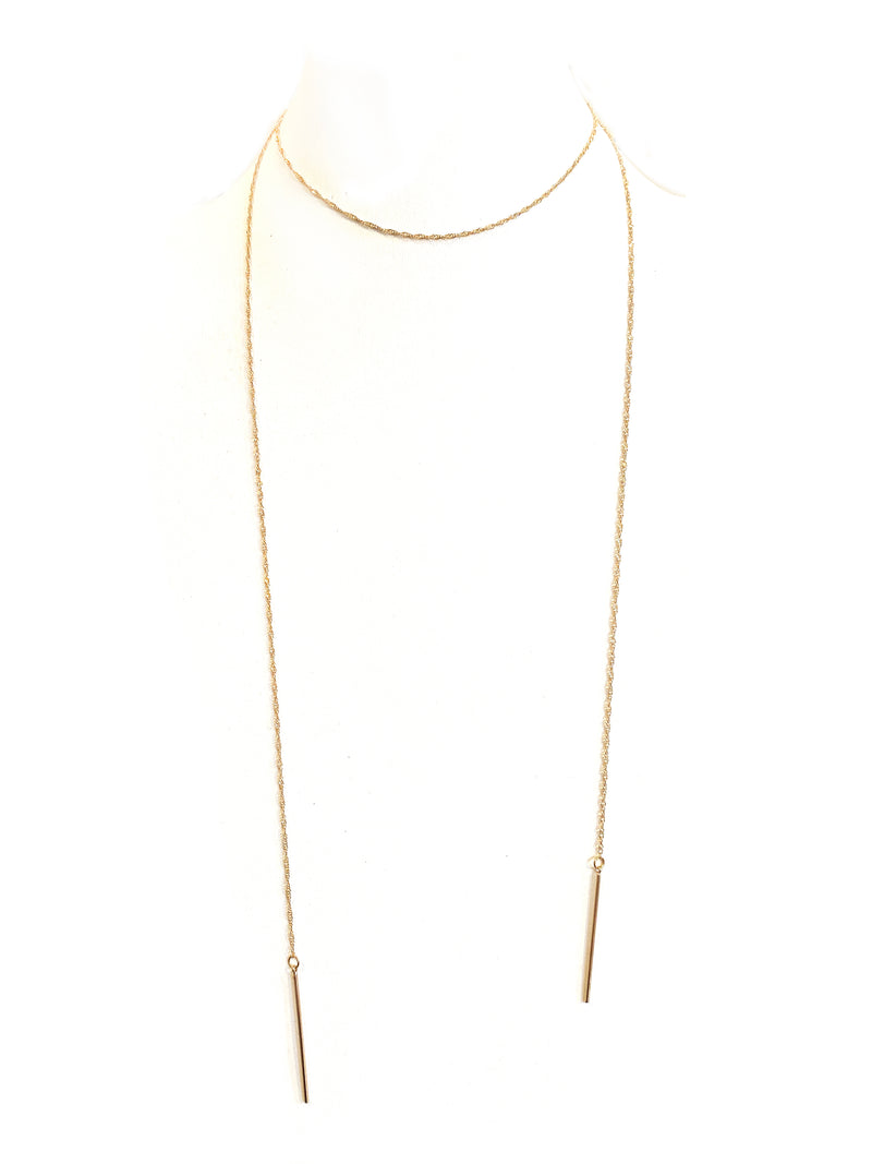 Thin Rope Chain Bar Lariat