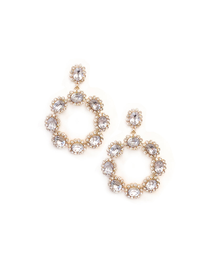 Crystal Ring Earrings - 5 COLORS