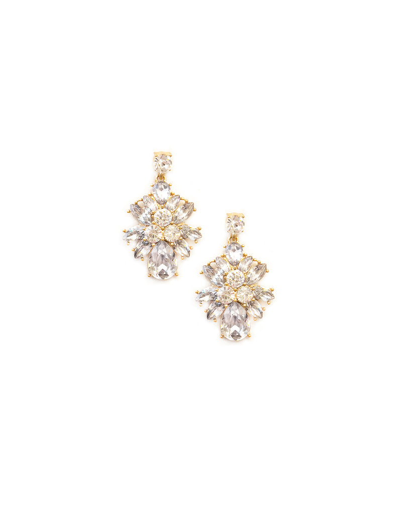 Crystal Flower Drop Earrings