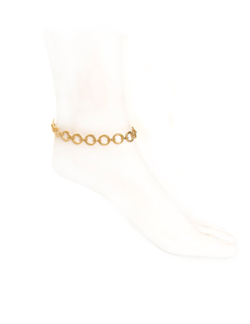 Textured Ring Chain Link Anklet